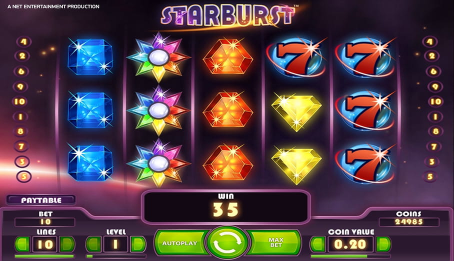 A single expanded wild in original Starburst